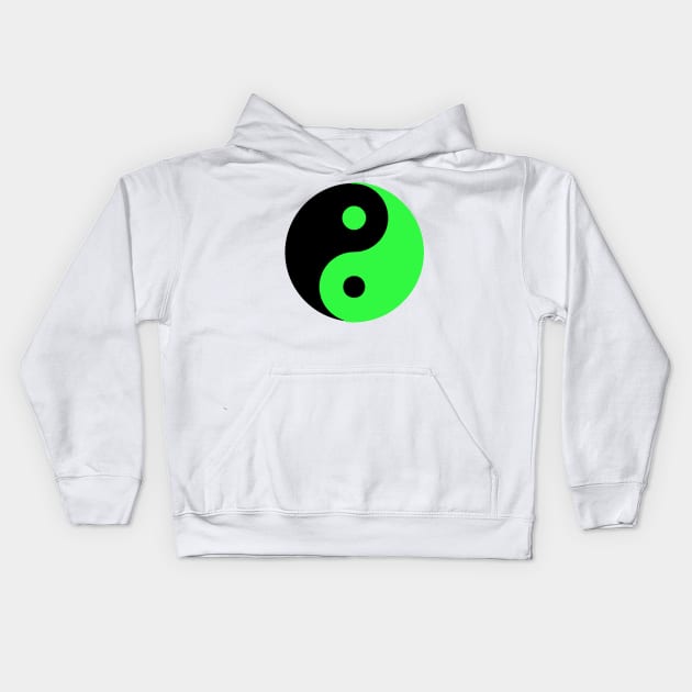 Yin Yang in black and green Kids Hoodie by NovaOven